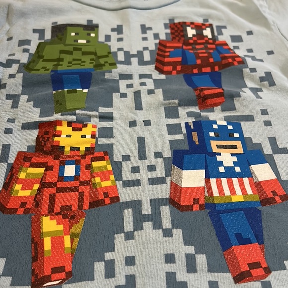 Marvel Mine craft light blue t-shirt sz (5/6) - Picture 2 of 4